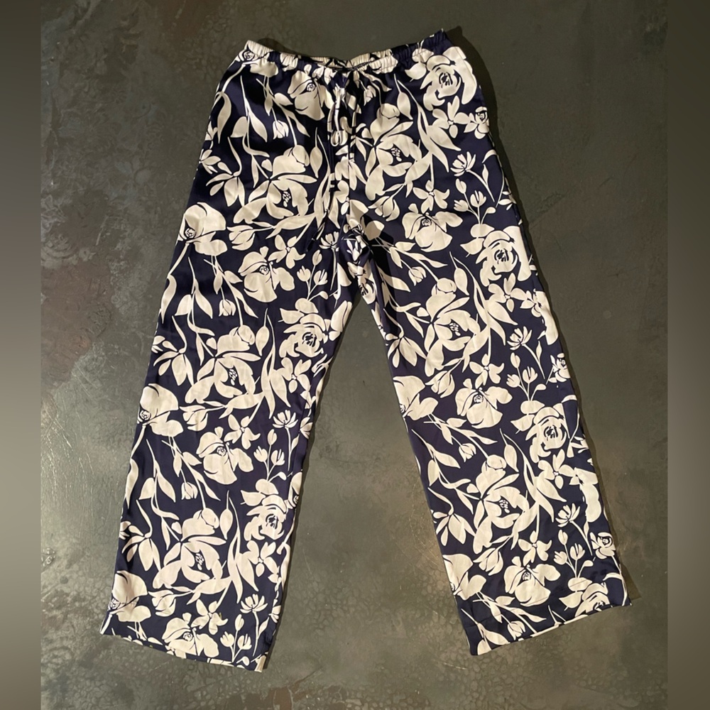 A New Day Navy and White Leaf Print Pants